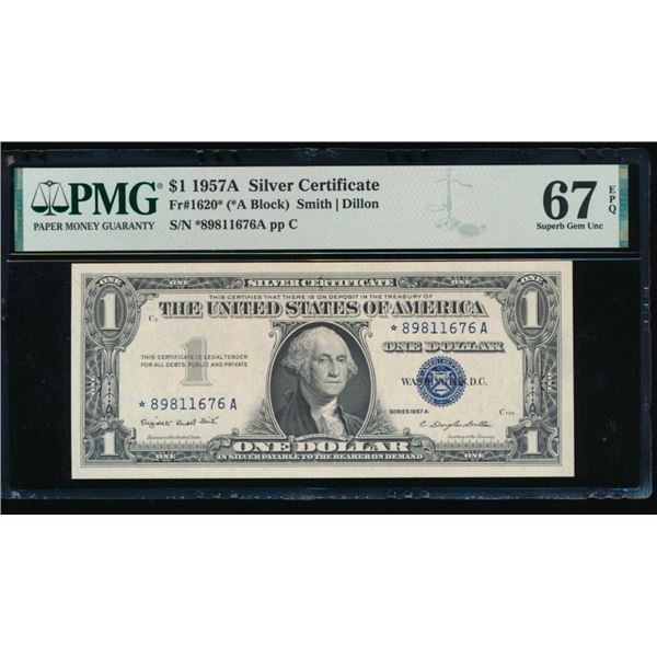1957A $1 STAR Silver Certificate PMG 67EPQ