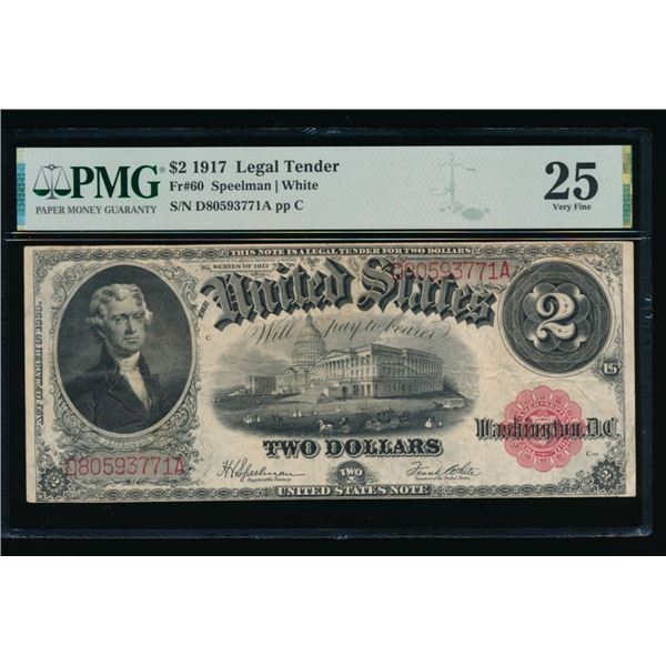 1917 $2 Legal Tender Note PMG 25