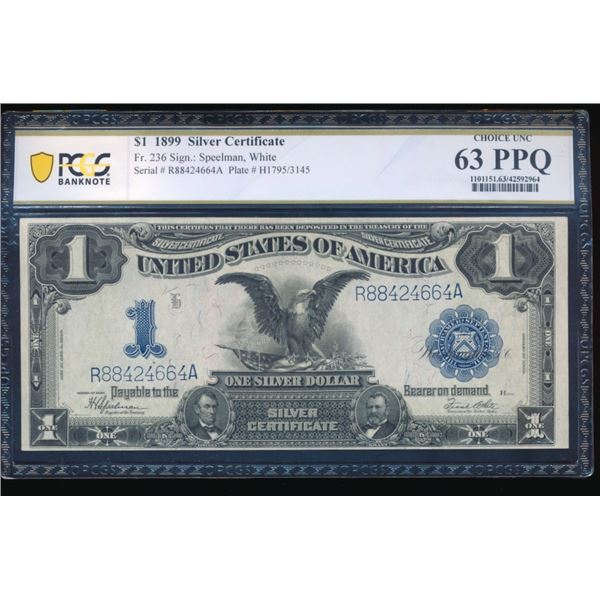 1899 $1 Black Eagle Silver Cert PCGS 63PPQ