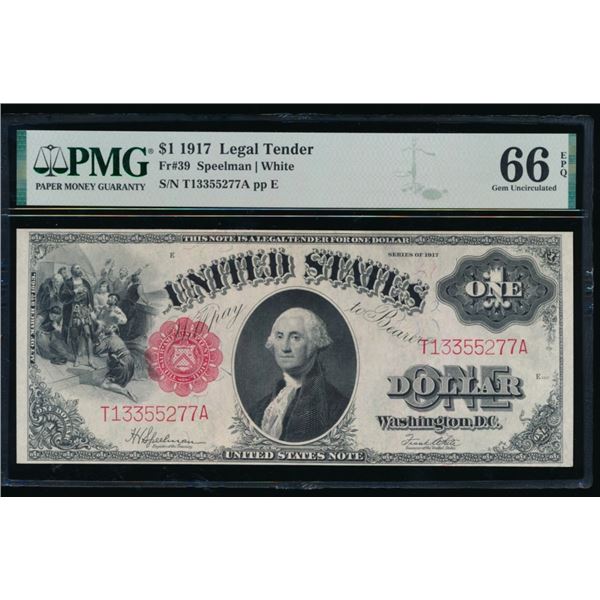 1917 $1 Legal Tender Note PMG 66EPQ