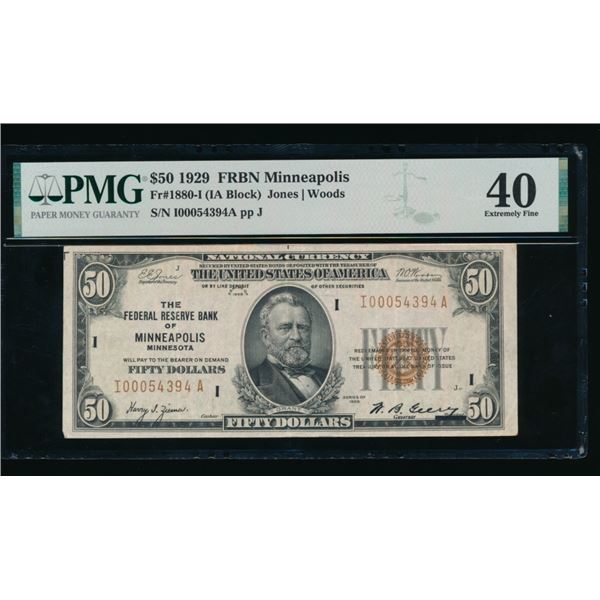1929 $50 Minneapolis FRBN PMG 40
