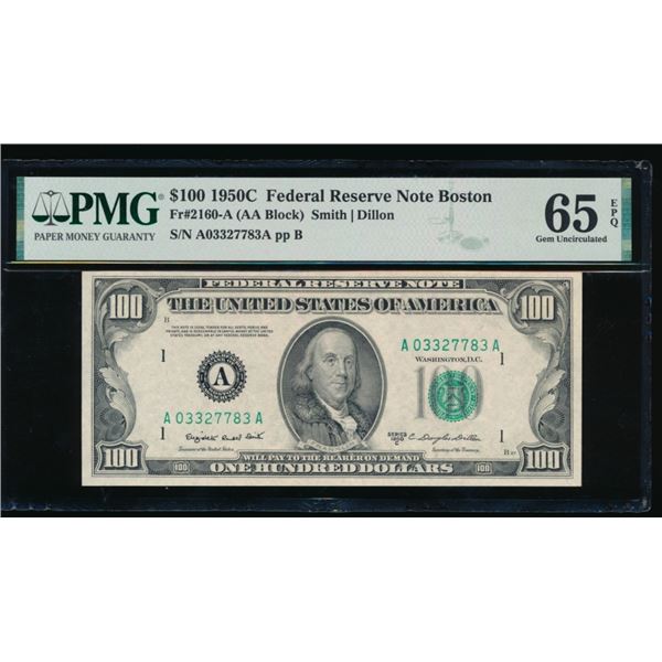 1950C $100 Boston FRN PMG 65EPQ