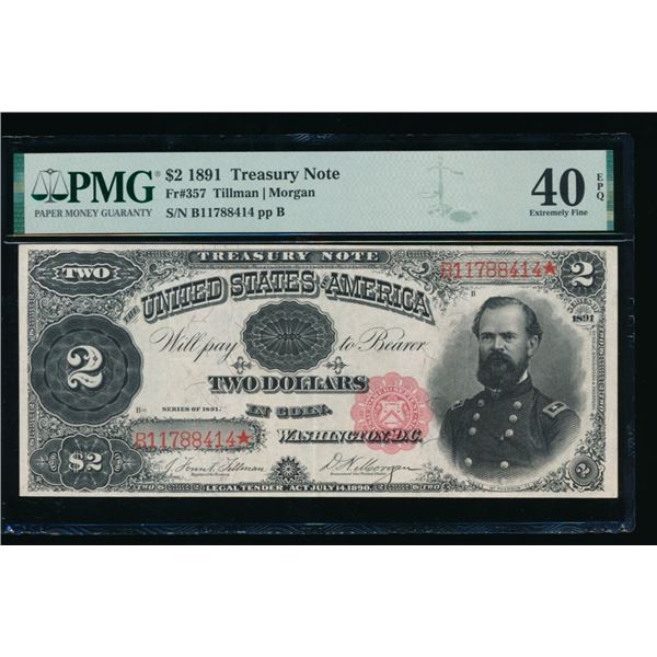1891 $2 Treasury Note PMG 40EPQ