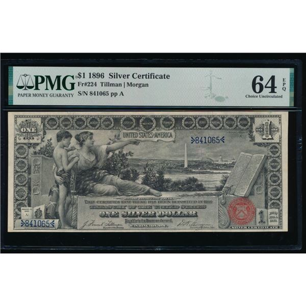 1896 $1 Educational Silver Cert PMG 64EPQ
