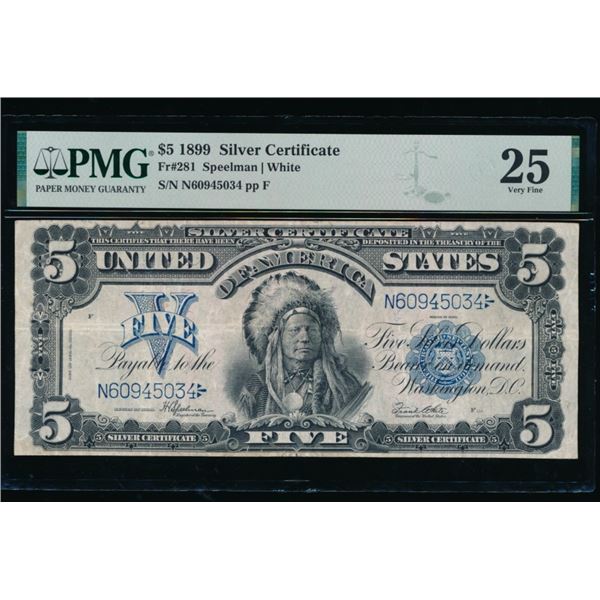 1899 $5 Chief Silver Certificate PMG 25
