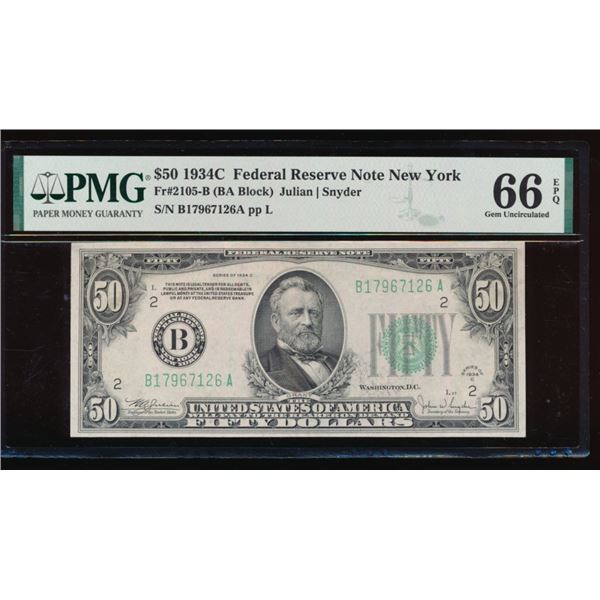 1934C $50 New York FRN PMG 66EPQ