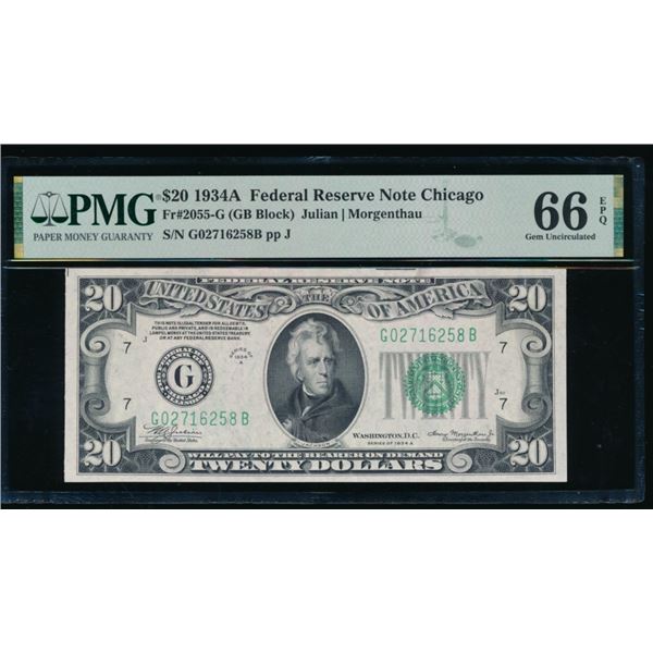 1934A $20 Chicago FRN PMG 66EPQ