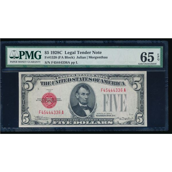 1928C $5 Legal Tender Note PMG 65EPQ