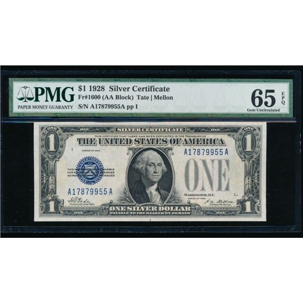 1928 $1 Silver Certificate PMG 65EPQ