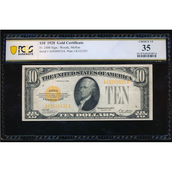 1928 $10 Gold Certificate PCGS 35