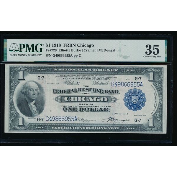 1918 $1 Chicago FRBN PMG 35