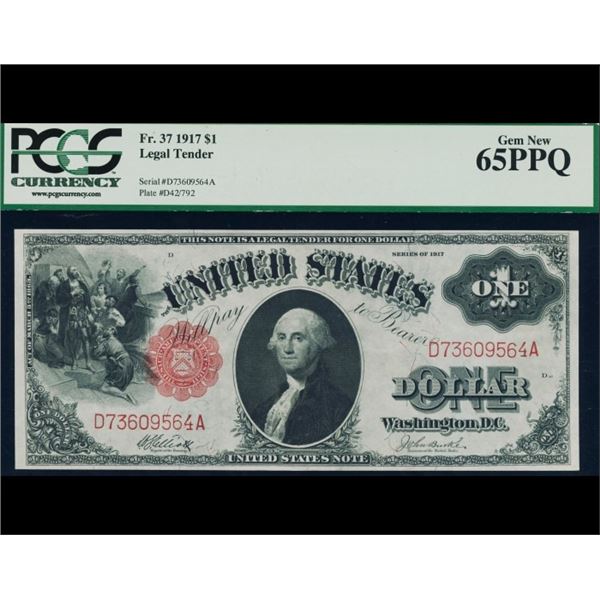 1917 $1 Legal Tender Note PCGS 65PPQ