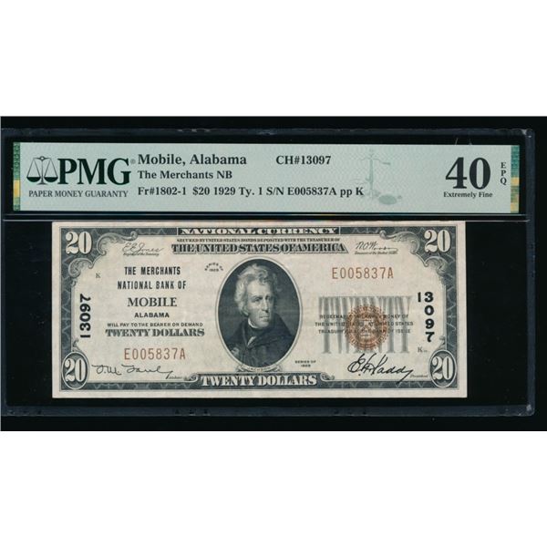 1929 $20 Mobile AL National PMG 40EPQ