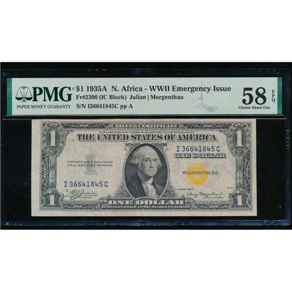 1935A $1 N Africa Silver Certificate PMG 58EPQ