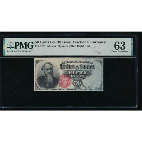 50 Cent Fourth Issue Fractional PMG 63