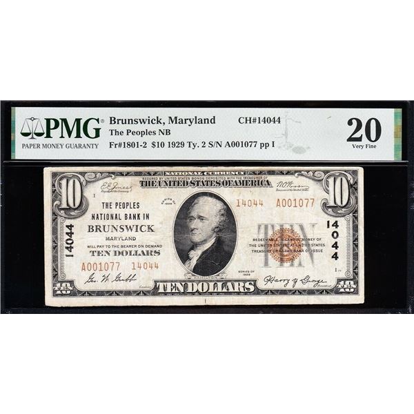 1929 $10 Brunswick MD National PMG 20