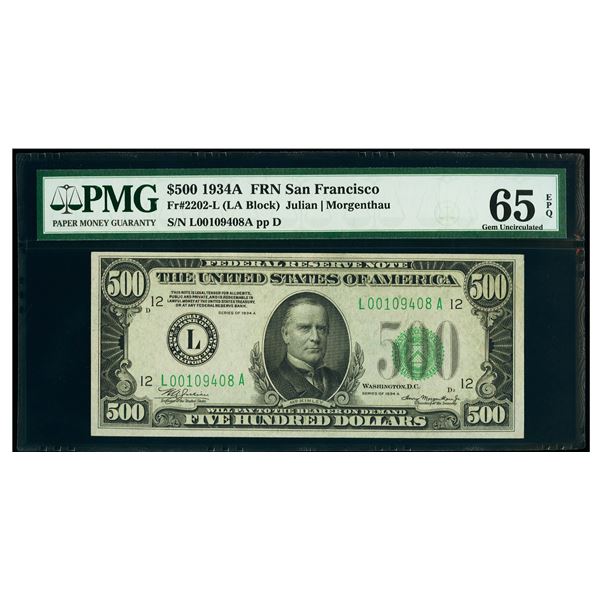 1934A $500 San Francisco FRN PMG 65EPQ