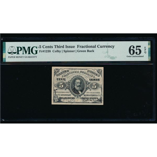 5 Cent Third Issue Fractional Note PMG 65EPQ
