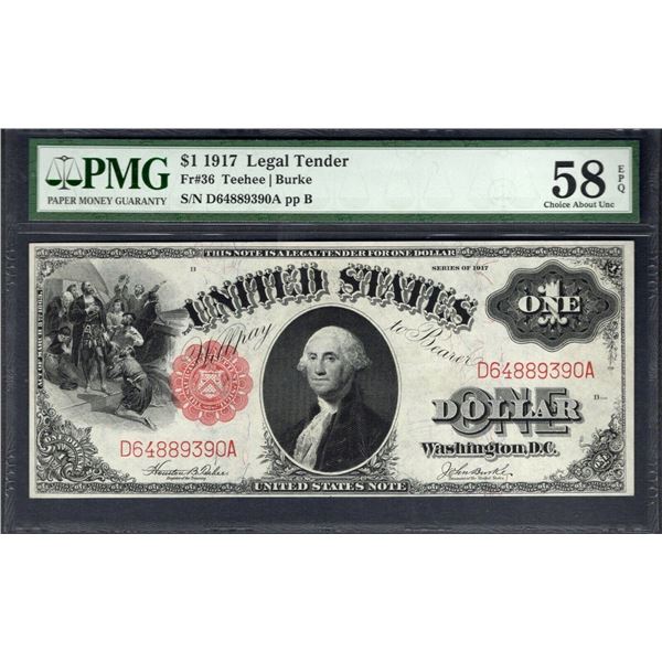 1917 $1 Legal Tender Note PMG 58EPQ