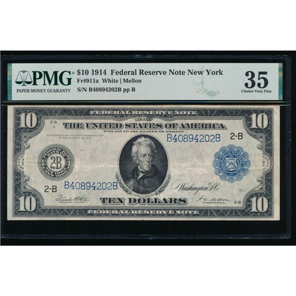 1914 $10 New York FRN PMG 35