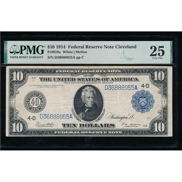 1914 $10 Cleveland FRN PMG 25