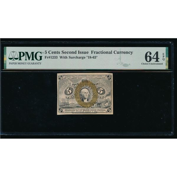 5 Cent Second Issue Fractional PMG 64EPQ