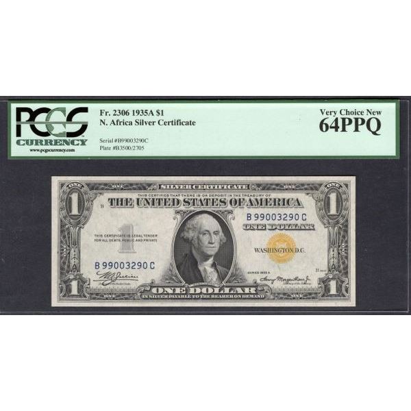 1935A $1 N Africa Silver Certificate PCGS 64PPQ