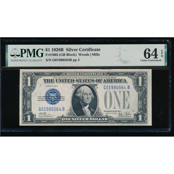 1928B $1 Silver Certificate PMG 64EPQ