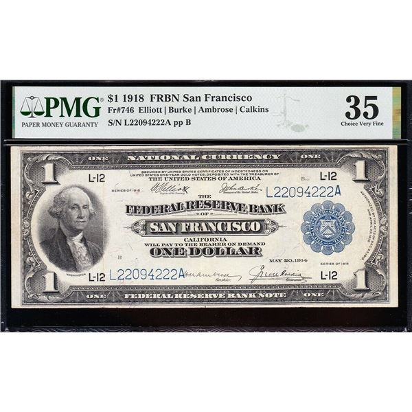 1918 $1 San Francisco FRBN PMG 35