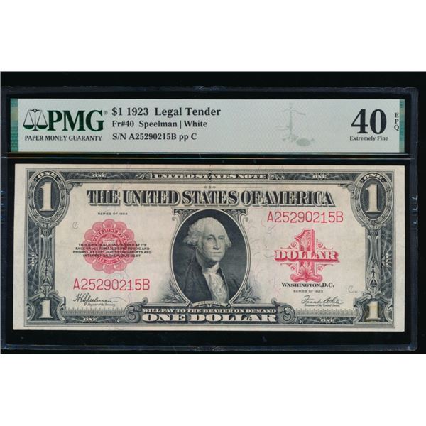 1923 $1 Legal Tender Note PMG 40EPQ
