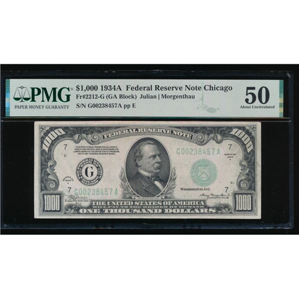 1934A $1000 Chicago FRN PMG 50