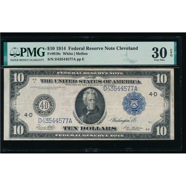 1914 $10 Cleveland FRN PMG 30EPQ