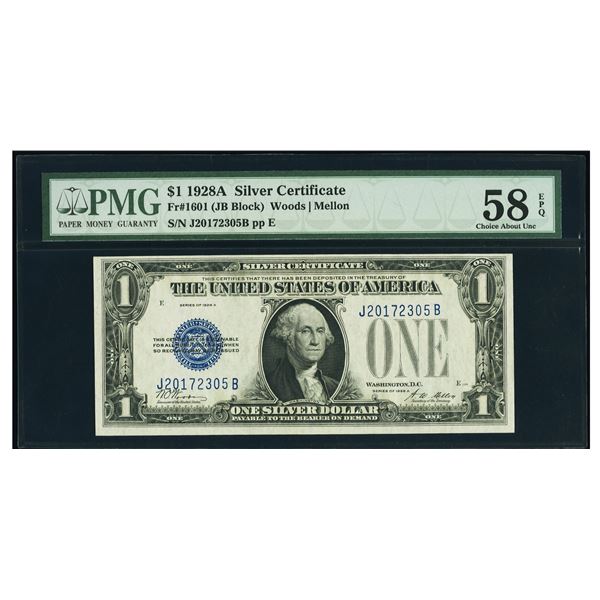 1928A $1 Silver Certificate PMG 58EPQ