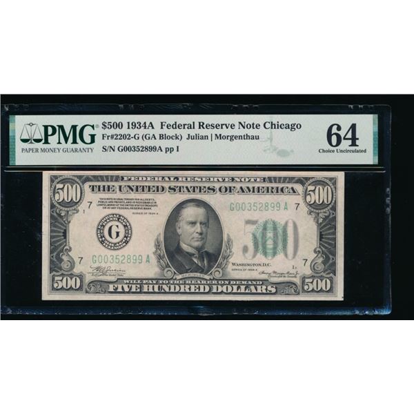 1934A $500 Chicago FRN PMG 64