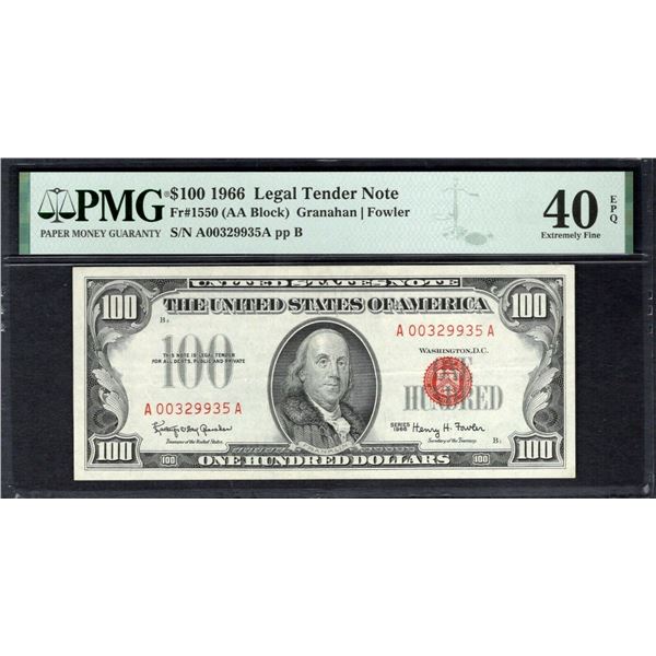 1966 $100 Legal Tender Note PMG 40EPQ