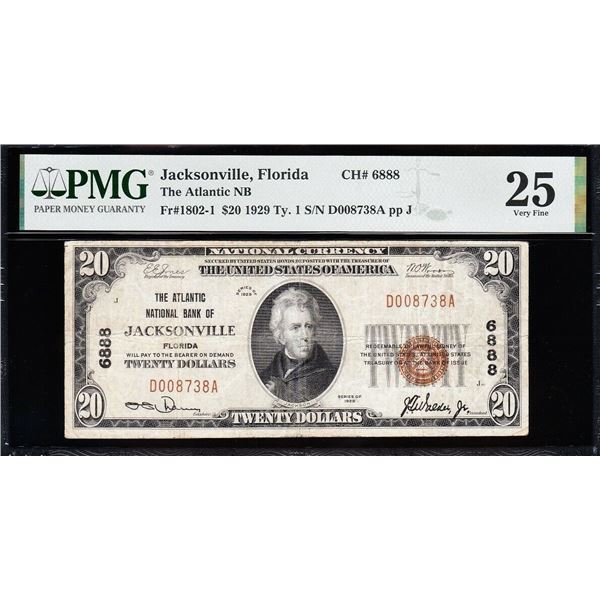 1929 $20 Jacksonville FL National PMG 25