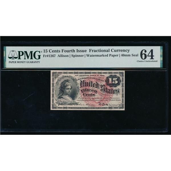 15 Cent Fourth Issue Fractional PMG 64