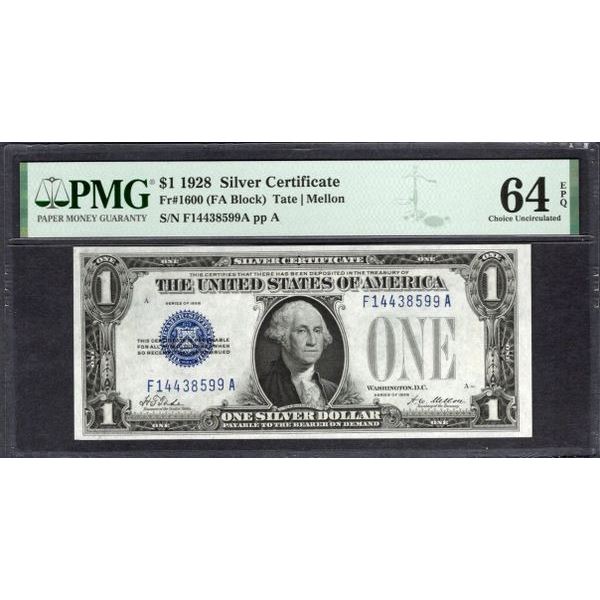 1928 $1 Silver Certificate PMG 64EPQ