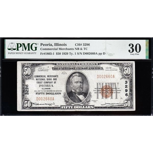1929 $50 Peoria IL National PMG 30