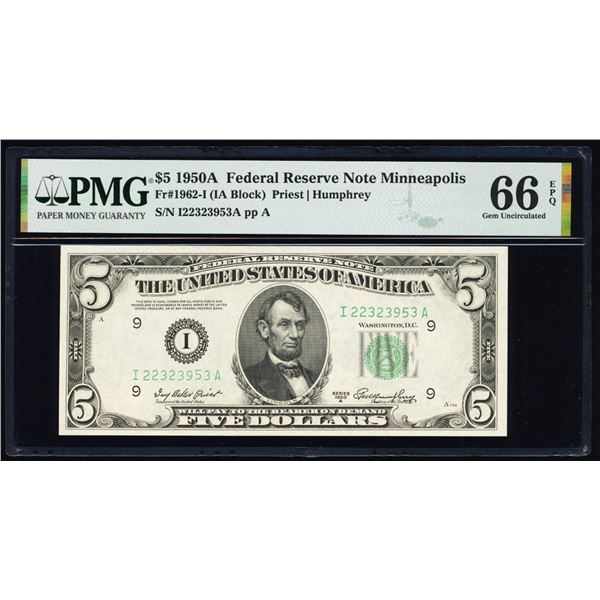 1950A $5 Minneapolis FRN PMG 66EPQ