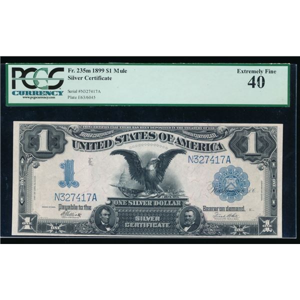 1899 $1 Mule Black Eagle Silver Certificate PCGS 40