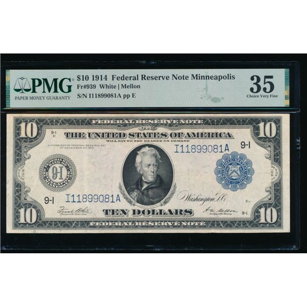 1914 $10 Minneapolis FRN PMG 35