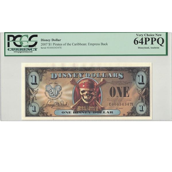 2007 $1 Pirates Disney Dollar PCGS 64PPQ