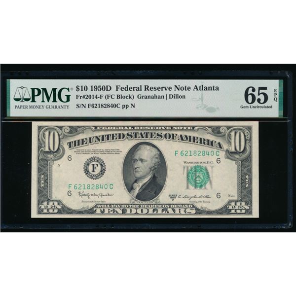1950D $10 Atlanta FRN PMG 65EPQ
