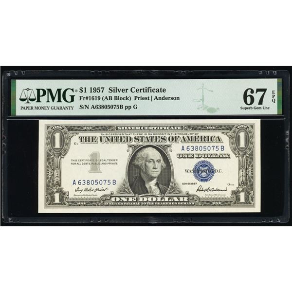 1957 $1 Silver Certificate PMG 67EPQ