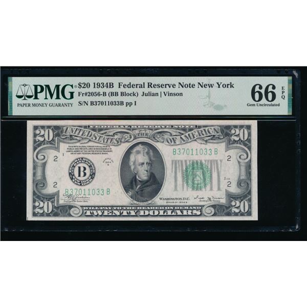 1934B $20 New York FRN PMG 66EPQ