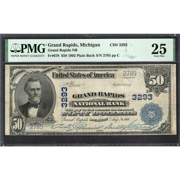 1902 $50 Grand Rapids MI National PMG 25