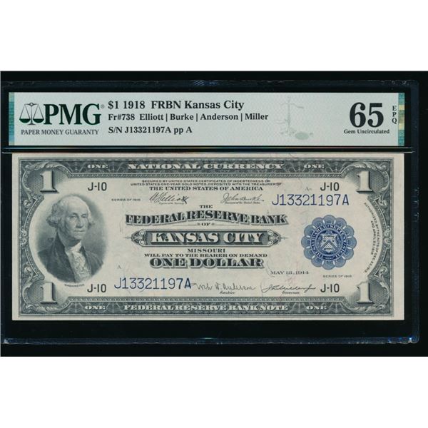 1918 $1 Kansas City FRBN PMG 65EPQ