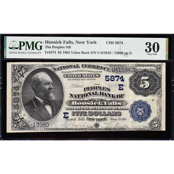 1902 $5 Hoosick Falls NY National PMG 30