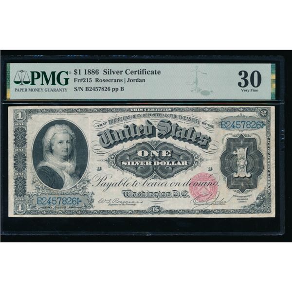 1886 $1 Martha Washington Silver Cert PMG 30